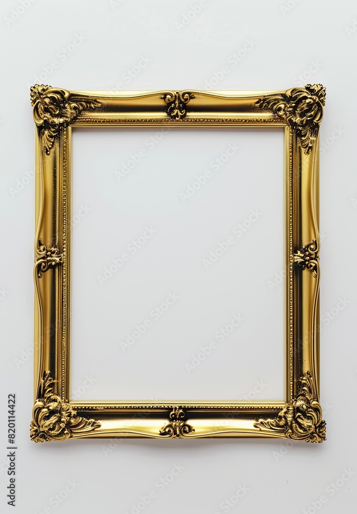 Exquisite golden baroque style picture frame with intricate floral and scroll detailing, ideal for classic and elegant decor.. Exquisite golden baroque style picture frame with intricate floral and scroll detailing, ideal for classic and elegant decor..