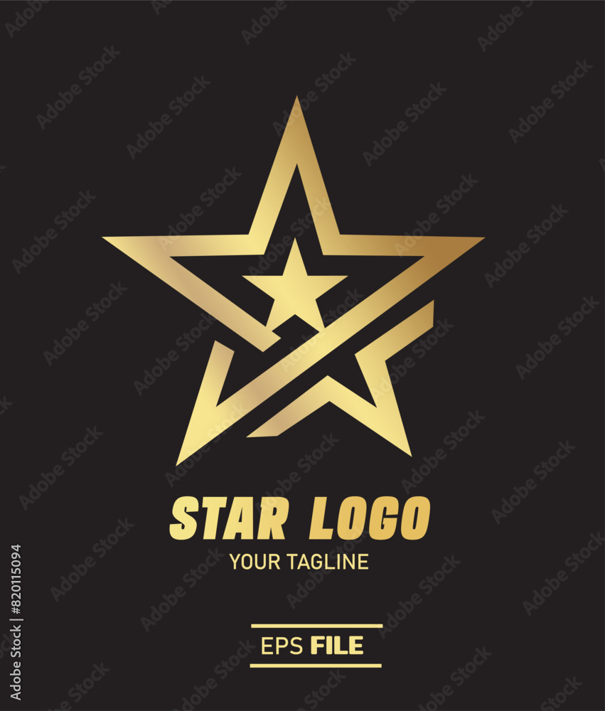 Vektor Stock Golden Star Logo with Gold Light highest resolution eps