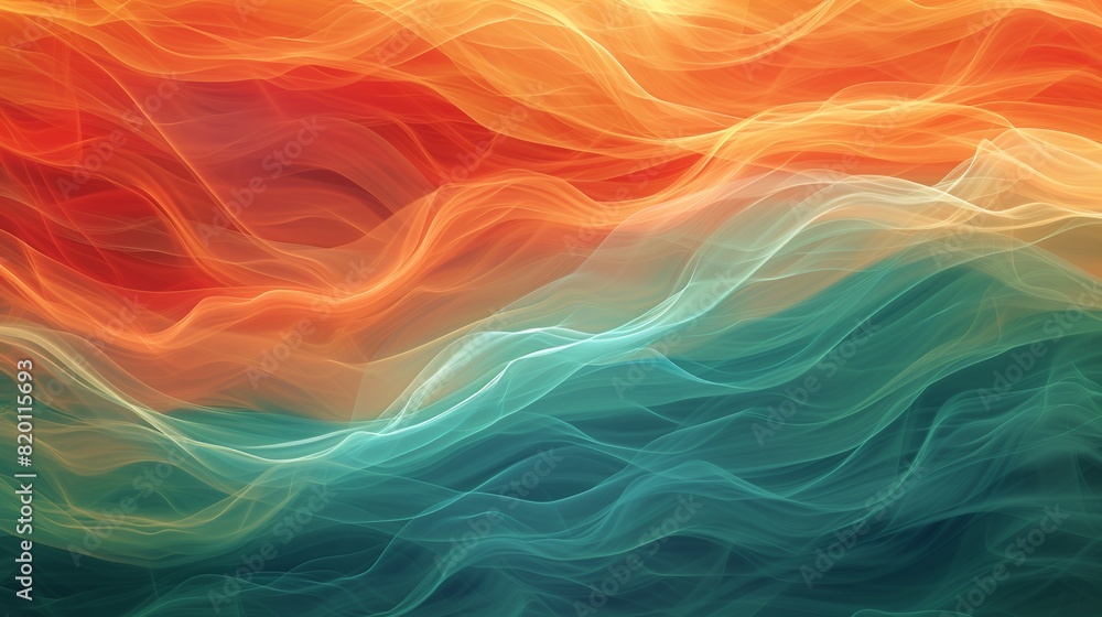 Colourful wave pattern on a green and orange background Colourful wave pattern on a green and orange background