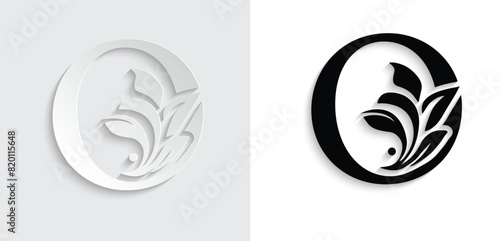 letter O flower letters. Vintage ornament initial Alphabet. Logo vector