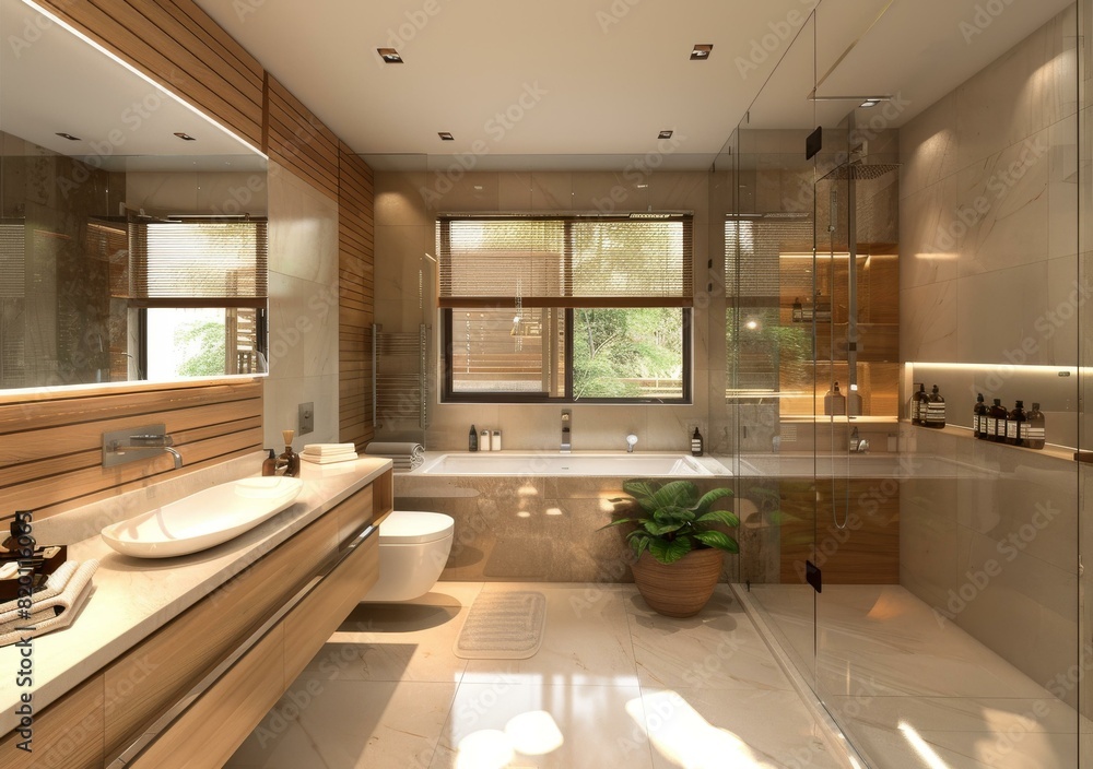 Fototapeta premium Teak Bathroom Cabinet Design Picture