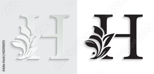 letter H flower letters. Vintage ornament initial Alphabet. Logo vector