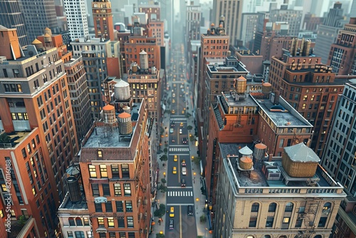 Aerial View of Midtown Manhattan Streetscape photo