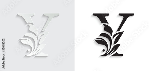 letter Y flower letters. Vintage ornament initial Alphabet. Logo vector