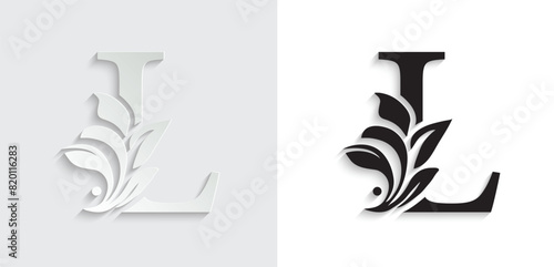 letter L flower letters. Vintage ornament initial Alphabet. Logo vector