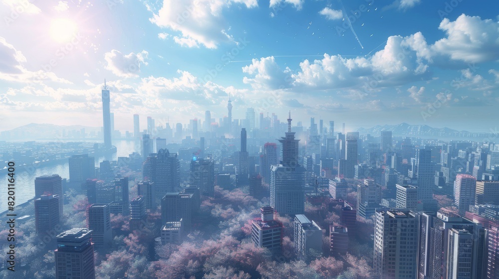 Naklejka premium Futuristic City Skyline