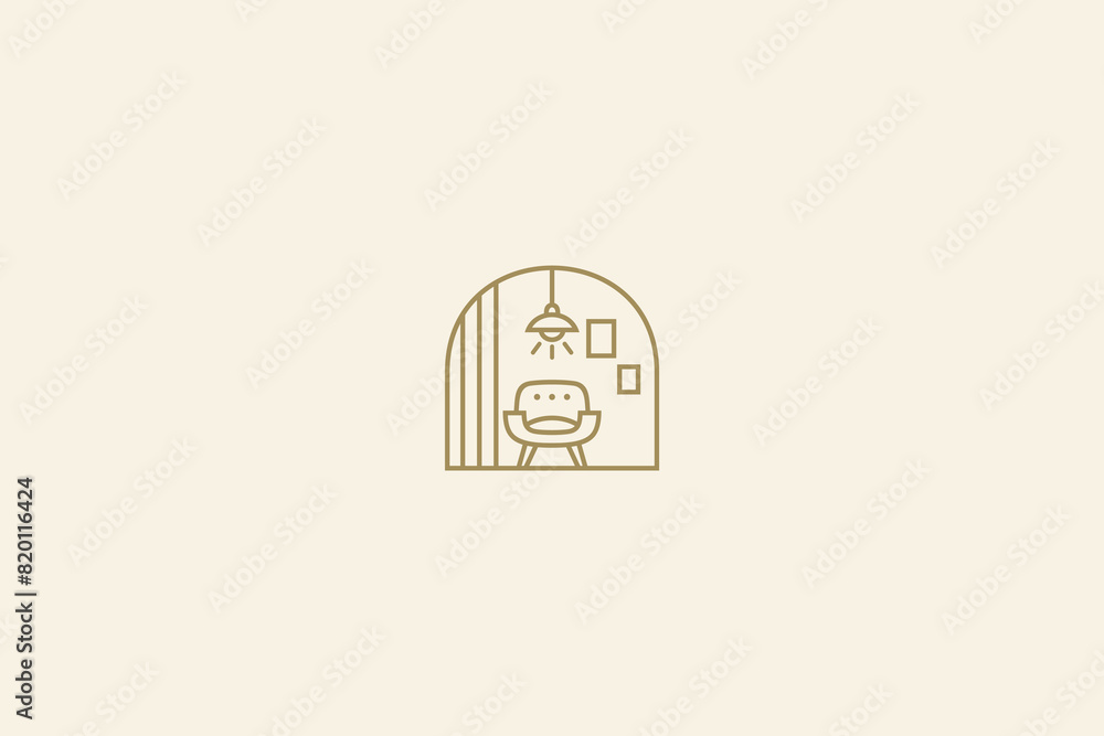 home furniture logo in simple line art design style home furniture logo in simple line art design style