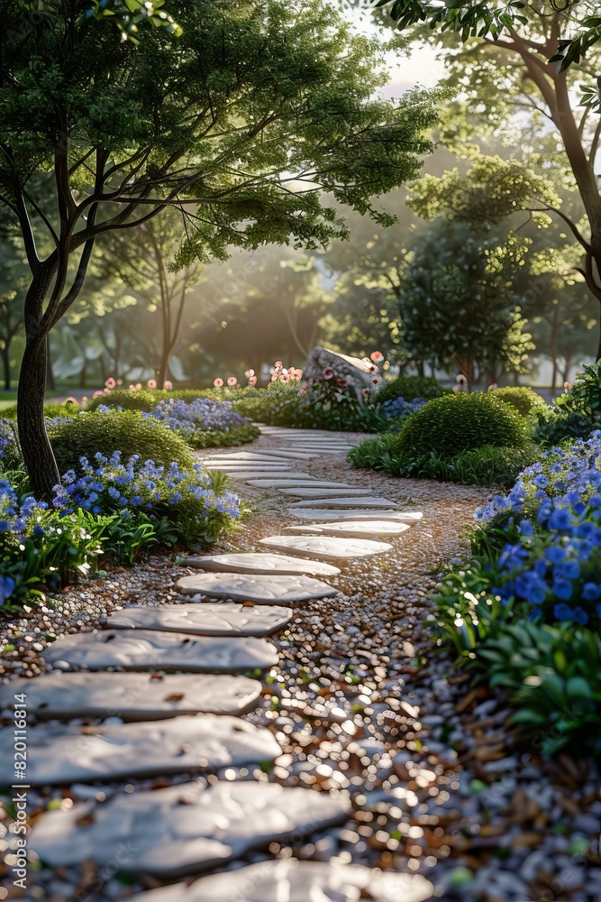 Obraz premium Garden Landscape Design Renderings: Visualizing Your Dream Outdoor Space