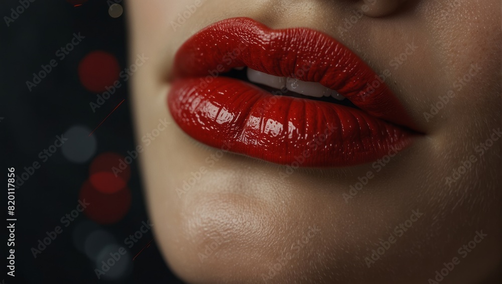 Obraz premium Abstract cutout red kiss lips collage element. Trendy design element.