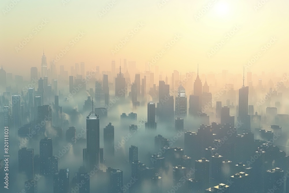 Fototapeta premium Futuristic Cityscape with Towering Buildings