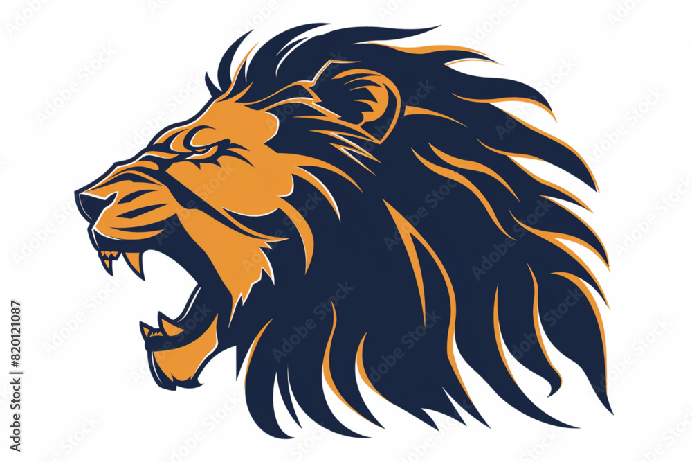 Roaring lion vector animal logo on white background