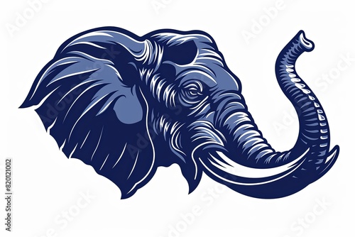 Blue elephant vector animal logo on white background