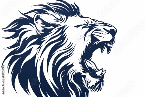 Roaring lion vector animal logo on white background