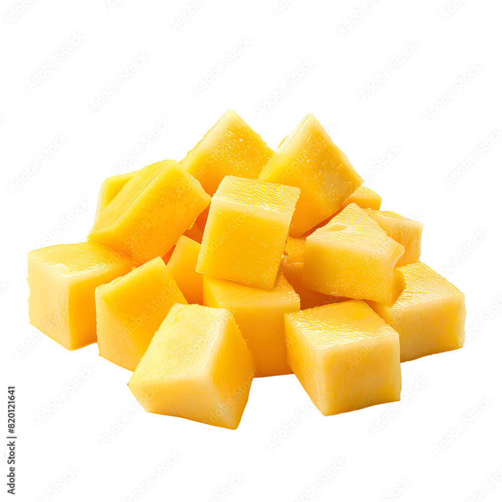 Mango cube slices isolated on transparent background Mango cube slices isolated on transparent background
