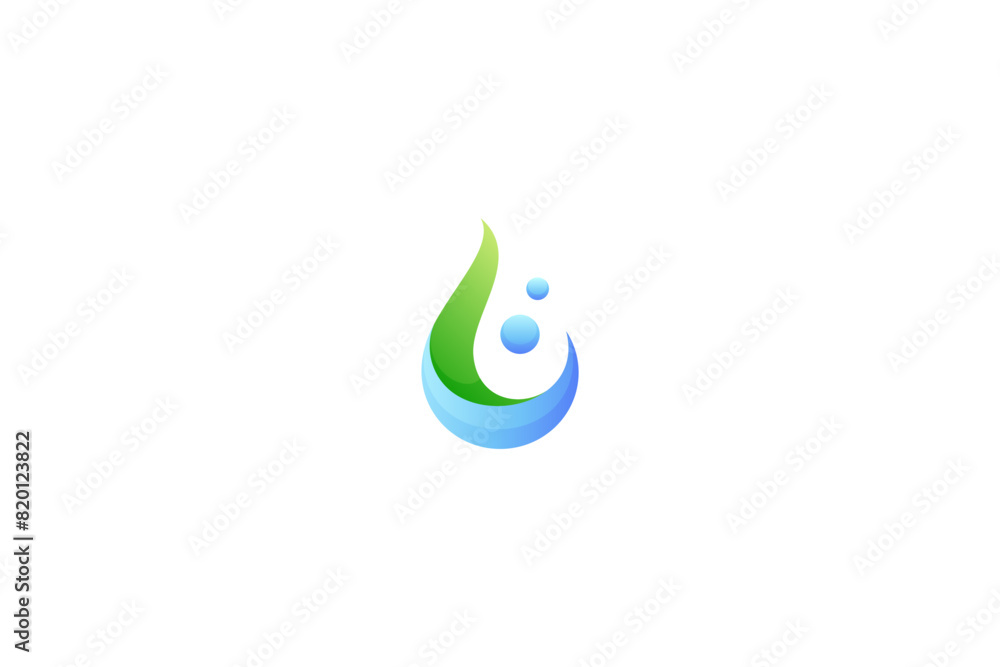 water drop logo with bubbles in modern 3d design style water drop logo with bubbles in modern 3d design style