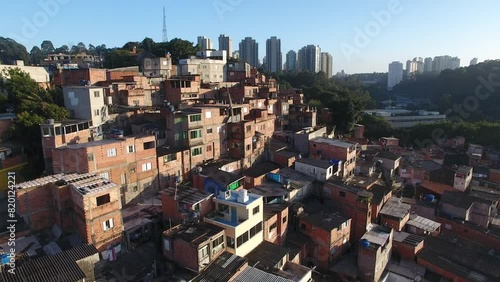 Aerial view of houses in the Peinha community, Vila Andrade neighborhood - São Paulo, Brazil photo
