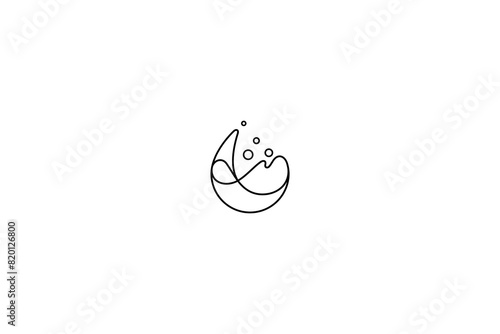 water drop logo with water splash in line art design style