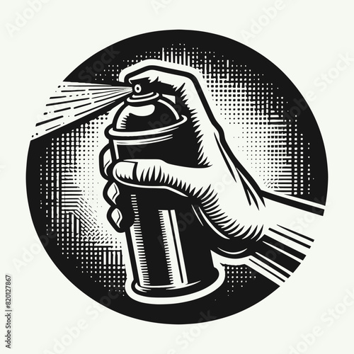 hand holding a spray paint can illustration