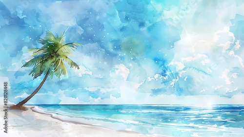 A beautiful watercolor painting of a beach