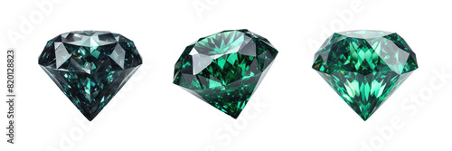 Wallpaper Mural Set of three Dark Green color crystal diamond, isolated over on transparent white background Torontodigital.ca
