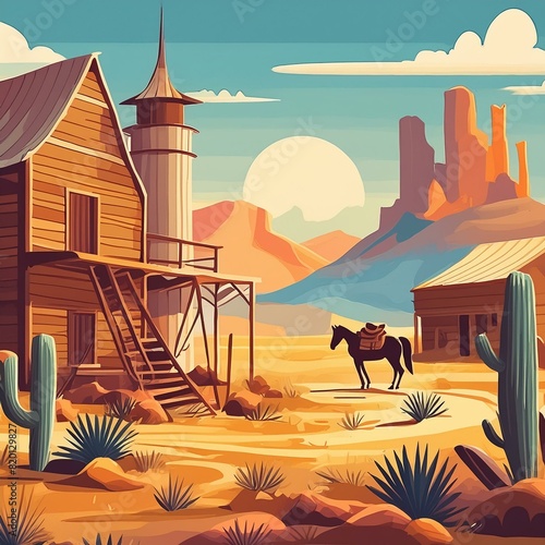 Cartoon wild west scene   background