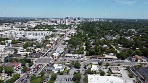 Wallpaper Mural Flying towards and across Downtown Orlando drone shot Torontodigital.ca