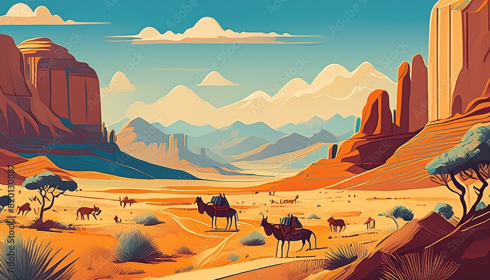 Cartoon wild west scene / background Stock Illustration | Adobe Stock