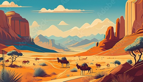 Cartoon wild west scene / background
