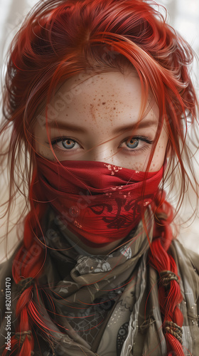 Digital abstract painting of a young female assassin