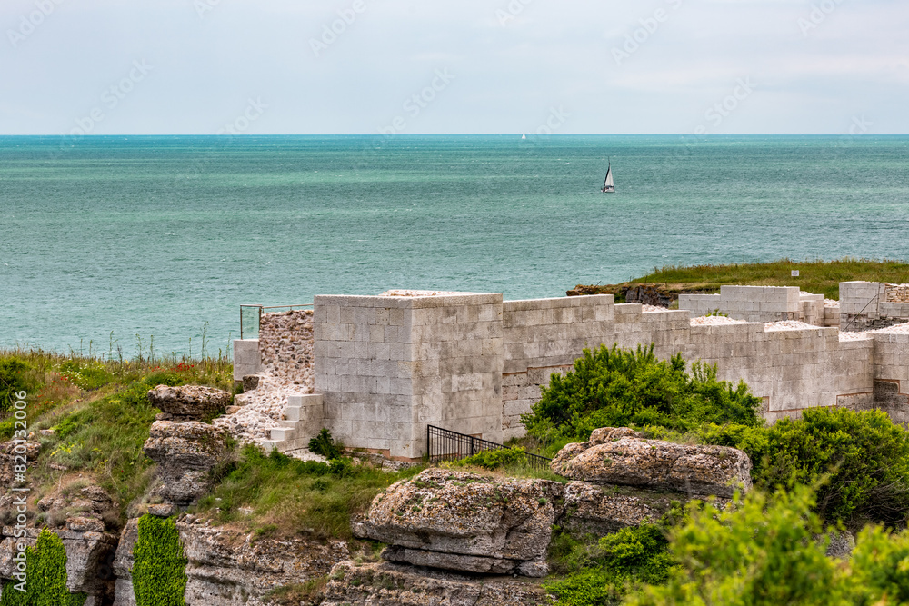 Ruins of old fortress called Yailata on the coast of the sea at spring. Black Sea, Bulgaria Ruins of old fortress called Yailata on the coast of the sea at spring. Black Sea, Bulgaria