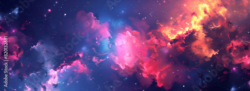 Nebula Unfolding in Infinite Diversity,Vibrant Nebula Woven with Fractal Patterns