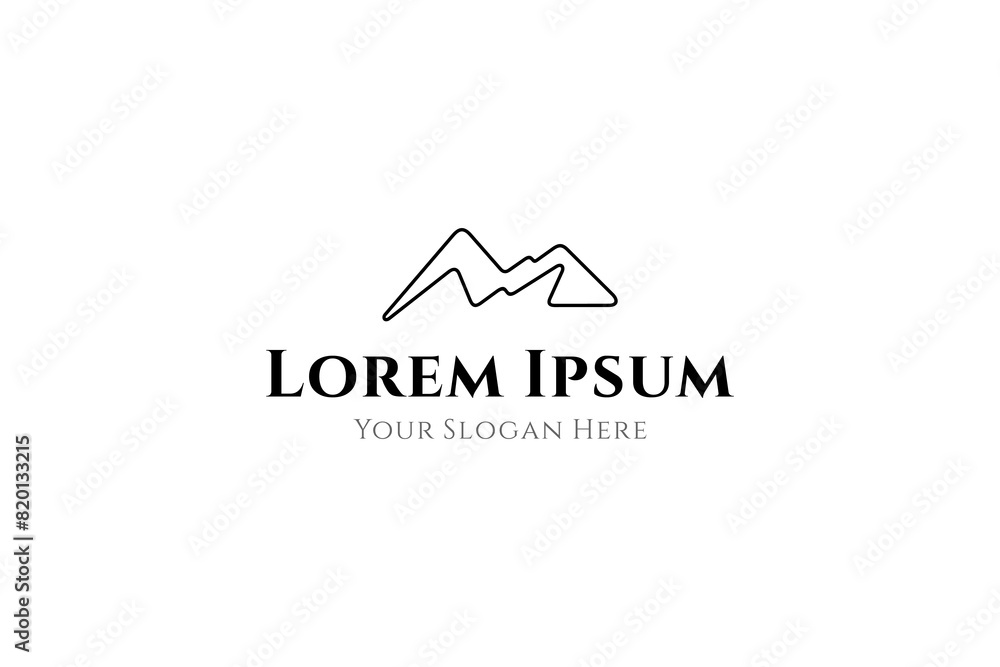 mountain logo in a minimalist linear design style