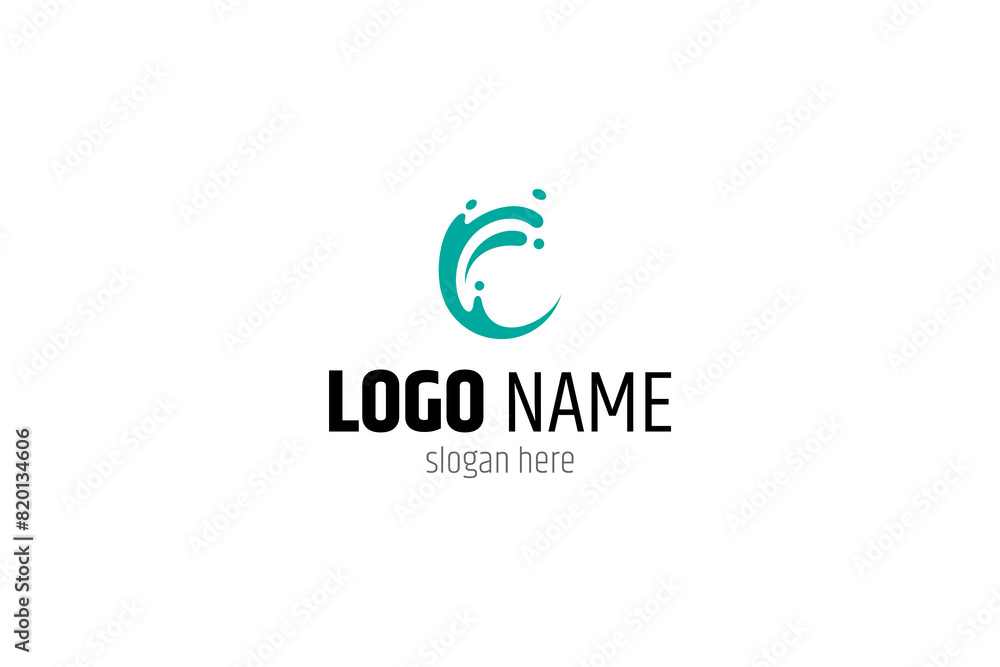 wave logo with letter c shape in flat vector design wave logo with letter c shape in flat vector design
