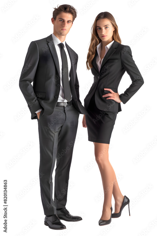 Man and woman wearing suits. Business people isolated on transparent background Man and woman wearing suits. Business people isolated on transparent background