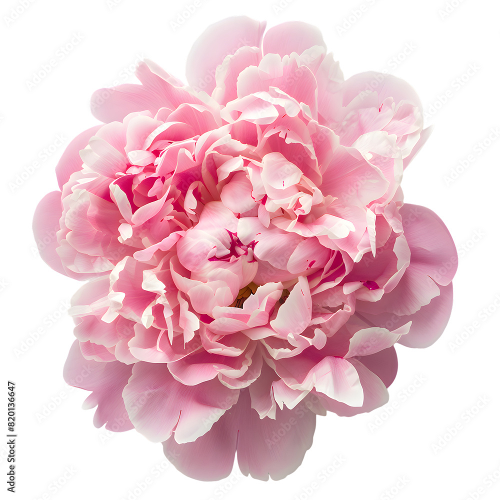 Top view pink peony flower isolated on transparent background Top view pink peony flower isolated on transparent background