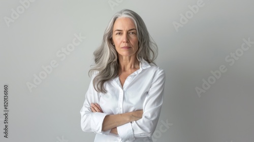 Confident Mature Woman in White
