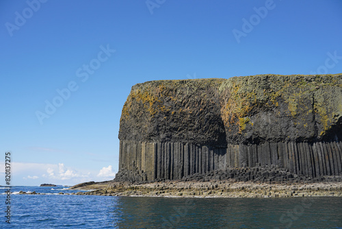 The entrance to Fingal`s Cave on Staffa. Fingal`s Cave is a sea cave on the uninhabited island Staffa in Scotland. 