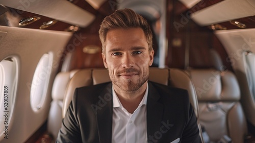businessman on aircraft