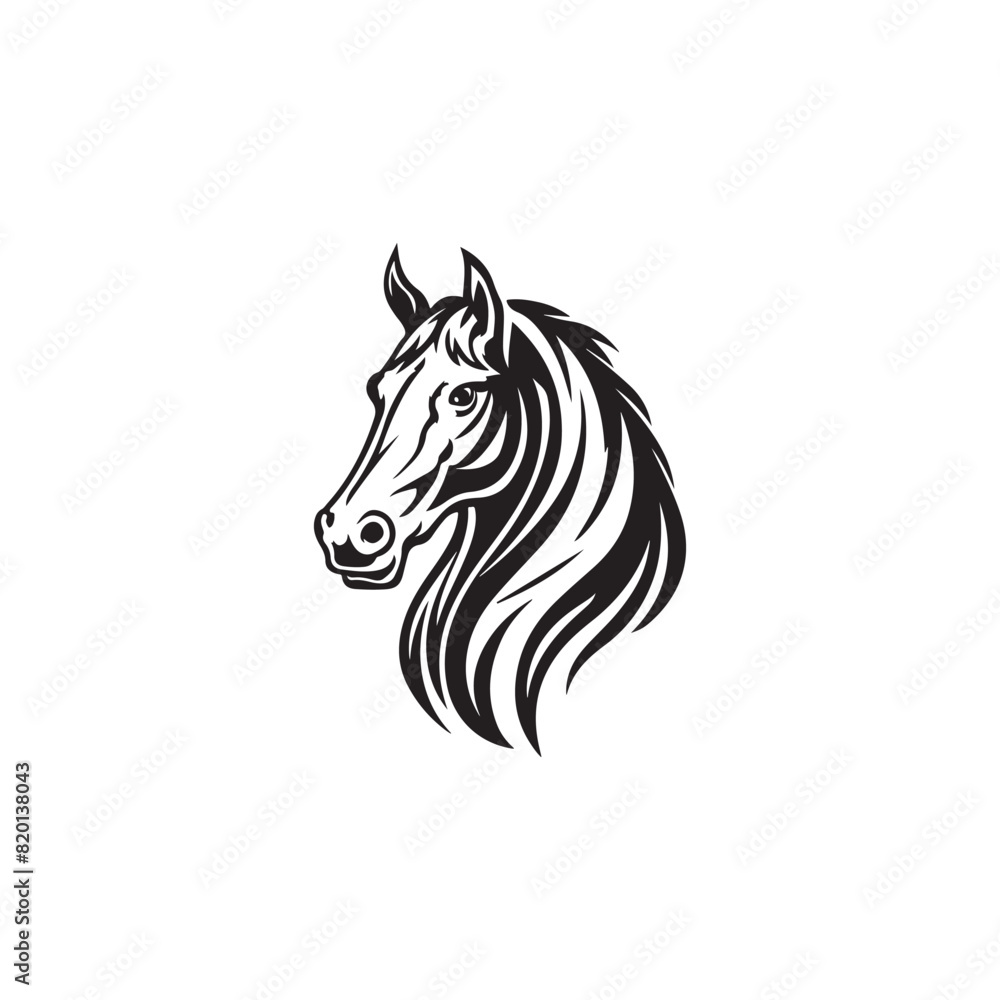horse head silhouette Hand drawn horse head silhouette Hand drawn
