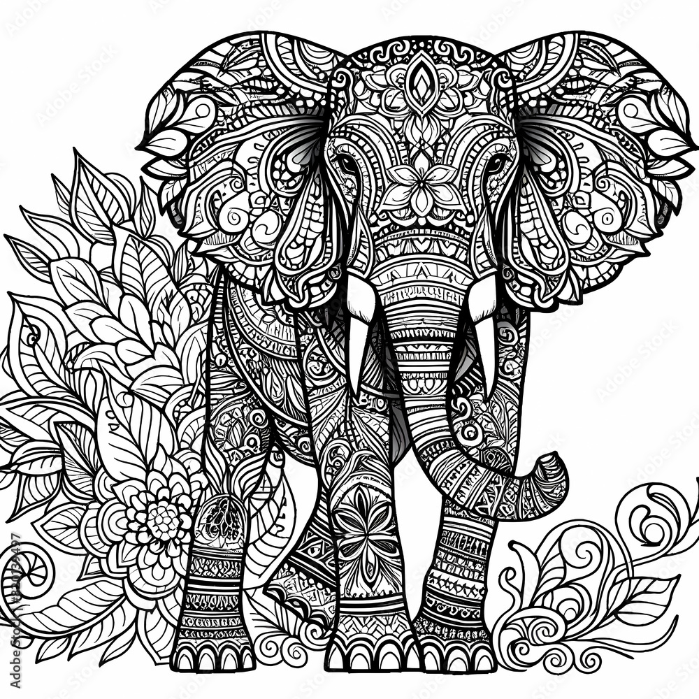 Fototapeta premium elephant coloring page