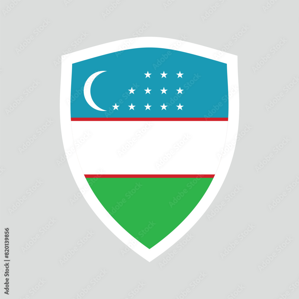 Uzbekistan Flag in Shield Shape frame