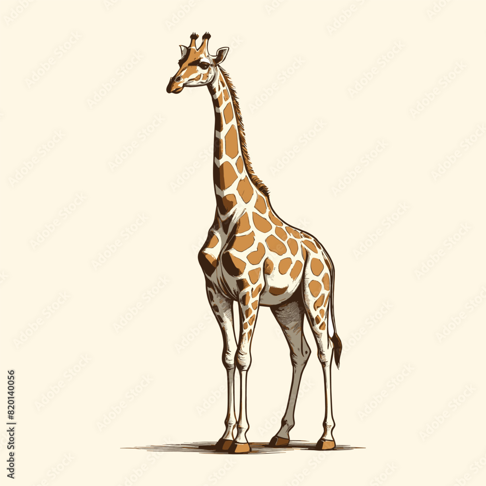 Obraz premium Hand Drawing Giraffe Illustration Engraved Style