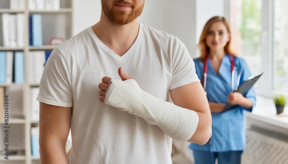 broken arm in plaster cast in hospital room broken arm in plaster cast in hospital room