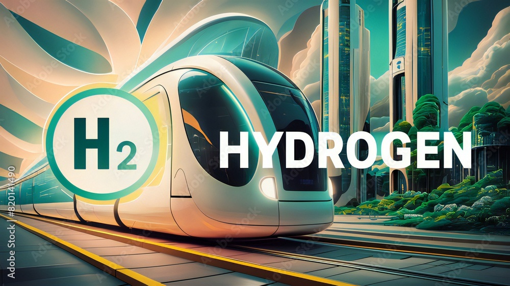 ภาพประกอบสต็อก Hydrogen Urban Transport Fuel Cell train or Tram Concept ...