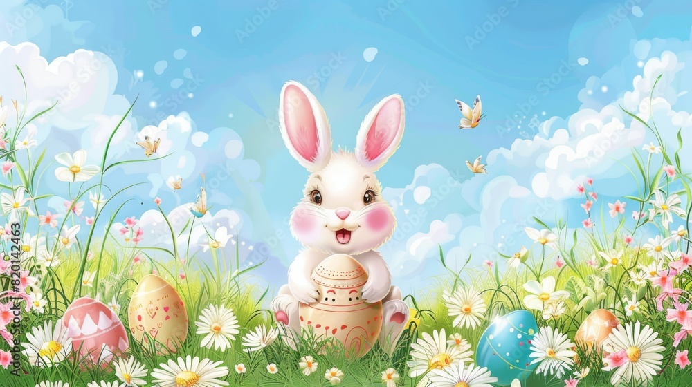 Background easter egg spring bunny happy rabbit flower seamless cute. Background easter egg spring bunny happy rabbit flower seamless cute.