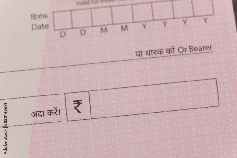 Close up of a cheque shallow depth of field Close up of a cheque shallow depth of field