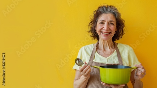 Joyful Woman with Cooking Pot photo