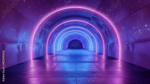 Futuristic Glowing Tunnel with Neon Lights