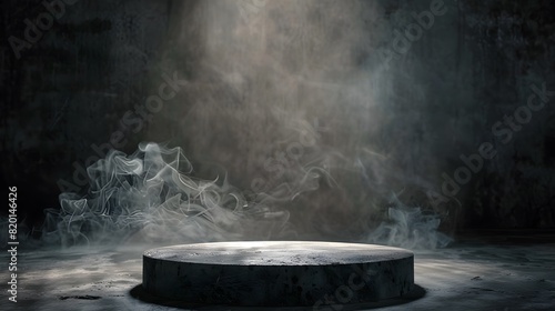 Empety Podium black dark smoke background product
