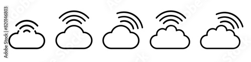 Cloud share set icon, wifi logo zone in cloud